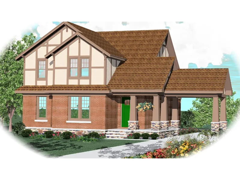 Tudor House Plan Front of Home - Plymouth Terrace Tudor Home 087D-0783 - Shop House Plans and More