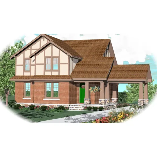 Craftsman House Plan Front of Home - Plymouth Terrace Tudor Home 087D-0783 - Shop House Plans and More