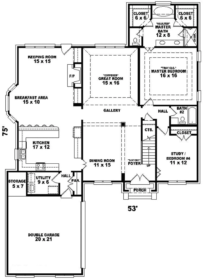 Country French House Plan First Floor - Rhinegarten European Home 087D-0785 - Shop House Plans and More