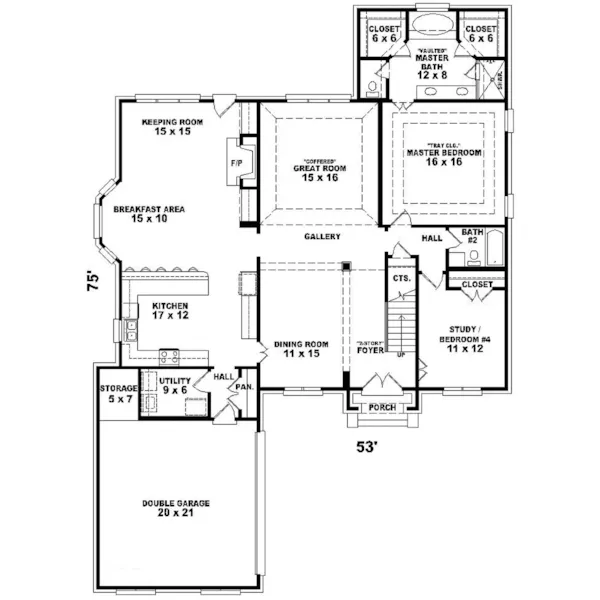 Country House Plan First Floor - Rhinegarten European Home 087D-0785 - Shop House Plans and More