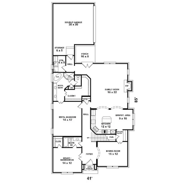 Southern House Plan First Floor - Trafalgar English Tudor Home 087D-0789 - Shop House Plans and More