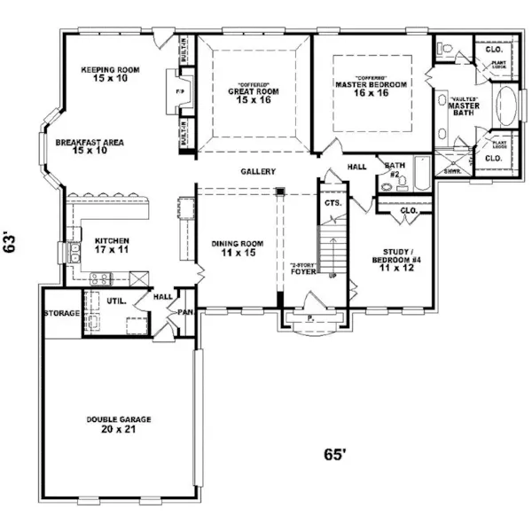 Country House Plan First Floor - Weidmann Estate Georgian Home 087D-0799 - Shop House Plans and More