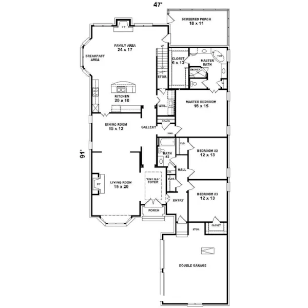 Victorian House Plan First Floor - Wheatbridge European Home 087D-0800 - Shop House Plans and More