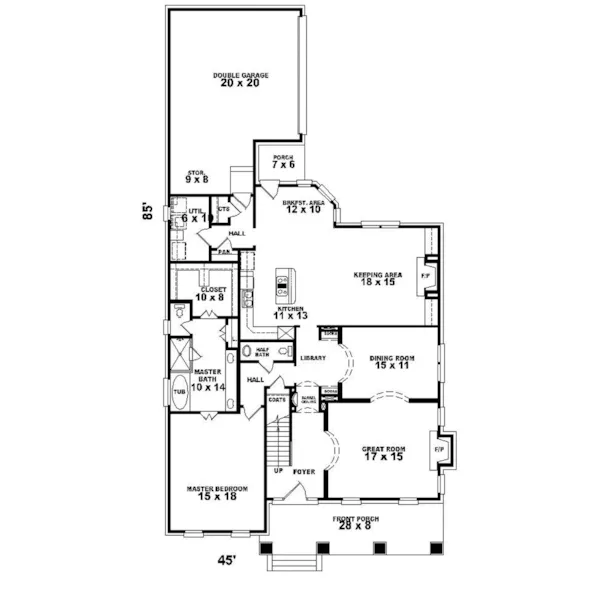 Craftsman House Plan First Floor - Sunbridge Tudor Style Home 087D-0804 - Shop House Plans and More