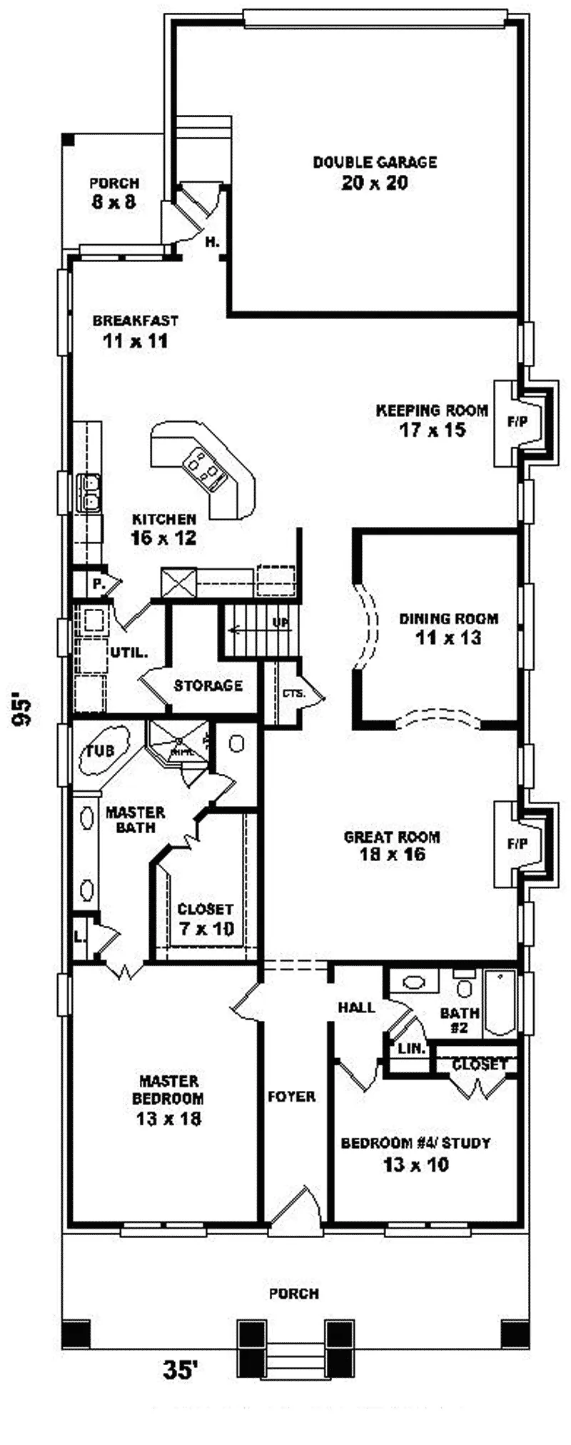 Arts & Crafts House Plan First Floor - Howard Lake Narrow Lot Home 087D-0808 - Search House Plans and More