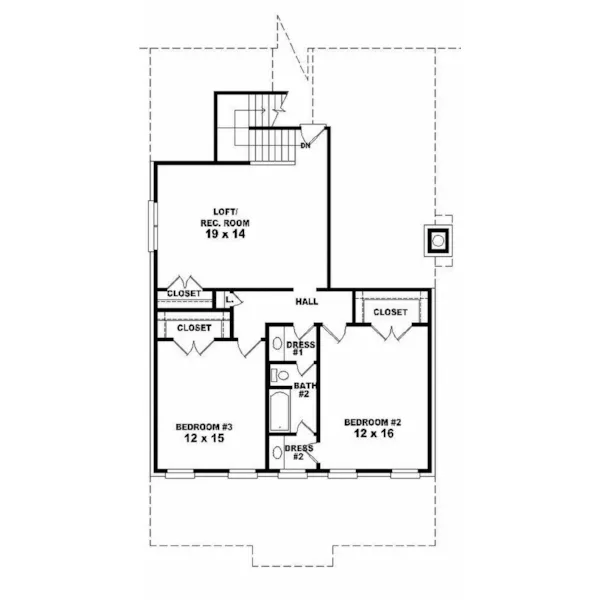 Traditional House Plan Second Floor - Howard Lake Narrow Lot Home 087D-0808 - Search House Plans and More