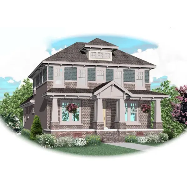 Traditional House Plan Front of Home - Howard Lake Narrow Lot Home 087D-0808 - Search House Plans and More