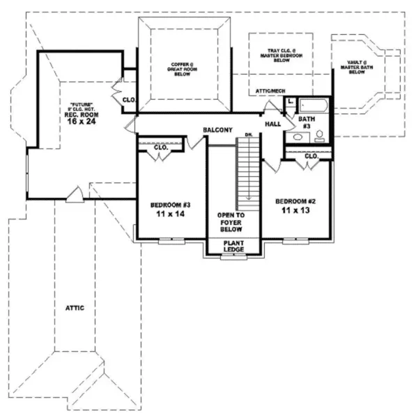 Greek Revival House Plan Second Floor - Eastway European Style Home 087D-0814 - Search House Plans and More