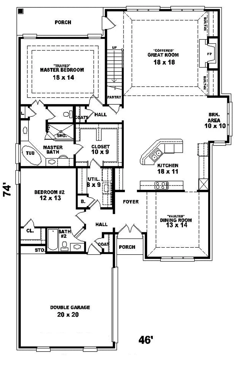 Southern House Plan First Floor - Wilcox Hill European Ranch Home 087D-0821 - Shop House Plans and More