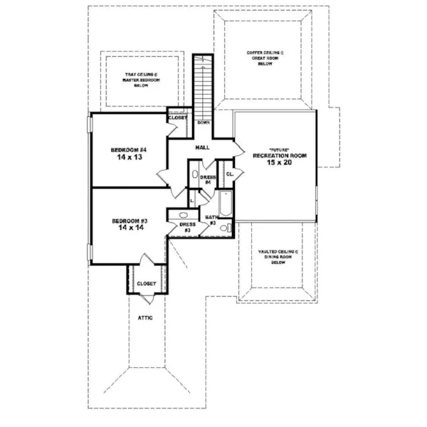 Traditional House Plan Second Floor - Wilcox Hill European Ranch Home 087D-0821 - Shop House Plans and More