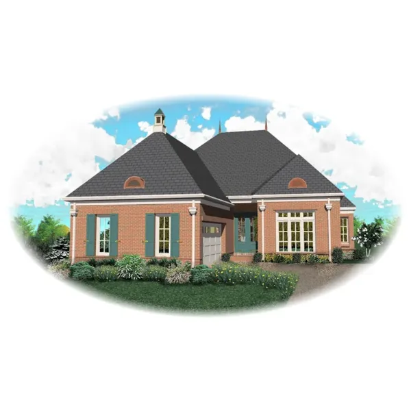 Traditional House Plan Front of Home - Wilcox Hill European Ranch Home 087D-0821 - Shop House Plans and More