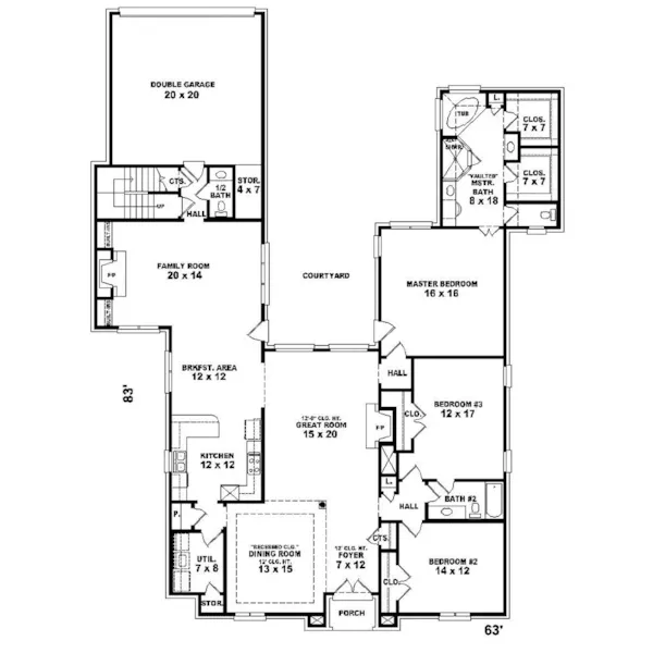 Country House Plan First Floor - Chevell European Home 087D-0824 - Search House Plans and More