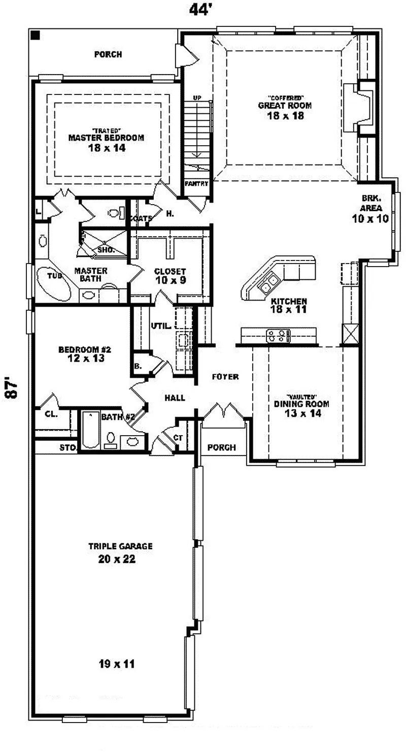 Traditional House Plan First Floor - Bloomquist European Home 087D-0825 - Search House Plans and More