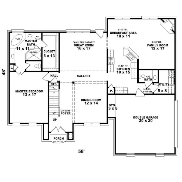 European House Plan First Floor - Lonedell Lake Southern Home 087D-0828 - Shop House Plans and More