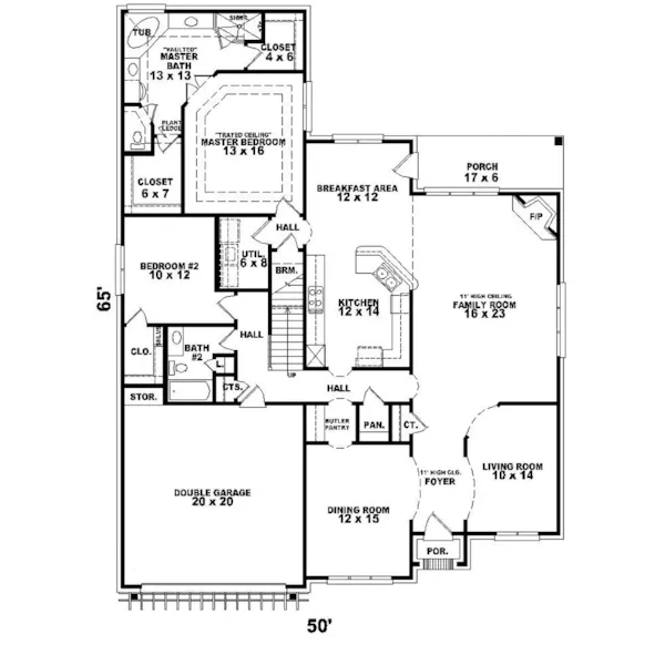 Arts & Crafts House Plan First Floor - Parkside Acres European Home 087D-0833 - Shop House Plans and More