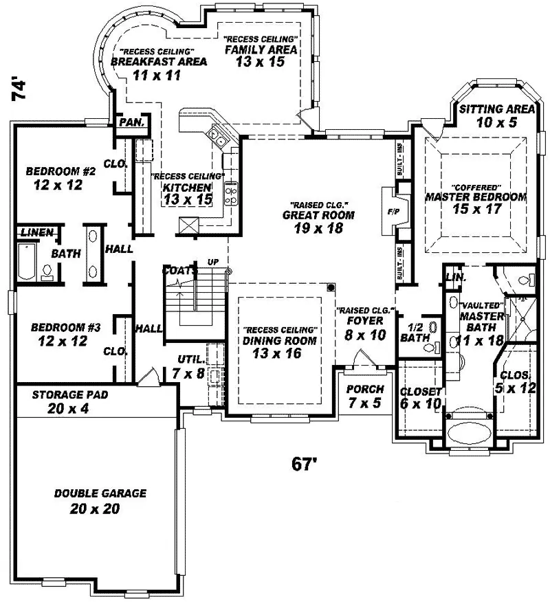 Traditional House Plan First Floor - Chamberry Traditional Home 087D-0840 - Search House Plans and More