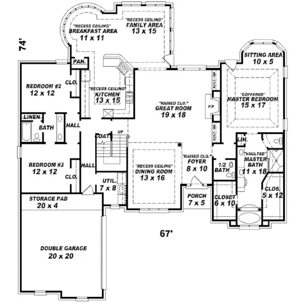 Traditional House Plan First Floor - Chamberry Traditional Home 087D-0840 - Search House Plans and More