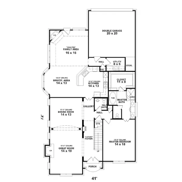 Colonial House Plan First Floor - Rosalba Georgian Home 087D-0850 - Shop House Plans and More