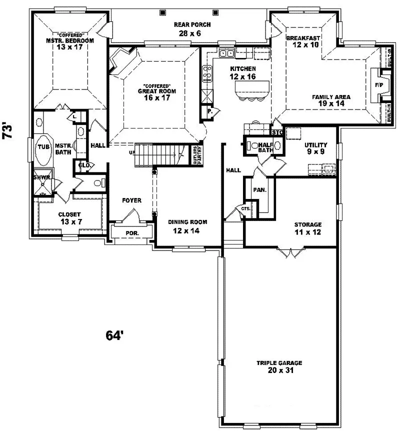 Colonial House Plan First Floor - Calvert Hill European Home 087D-0860 - Search House Plans and More