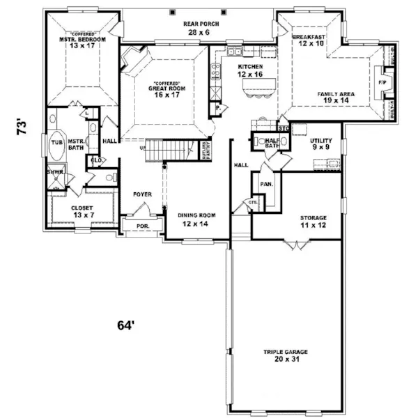 Southern House Plan First Floor - Calvert Hill European Home 087D-0860 - Search House Plans and More