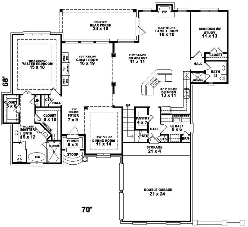 Traditional House Plan First Floor - Rockmoor European Home 087D-0869 - Shop House Plans and More