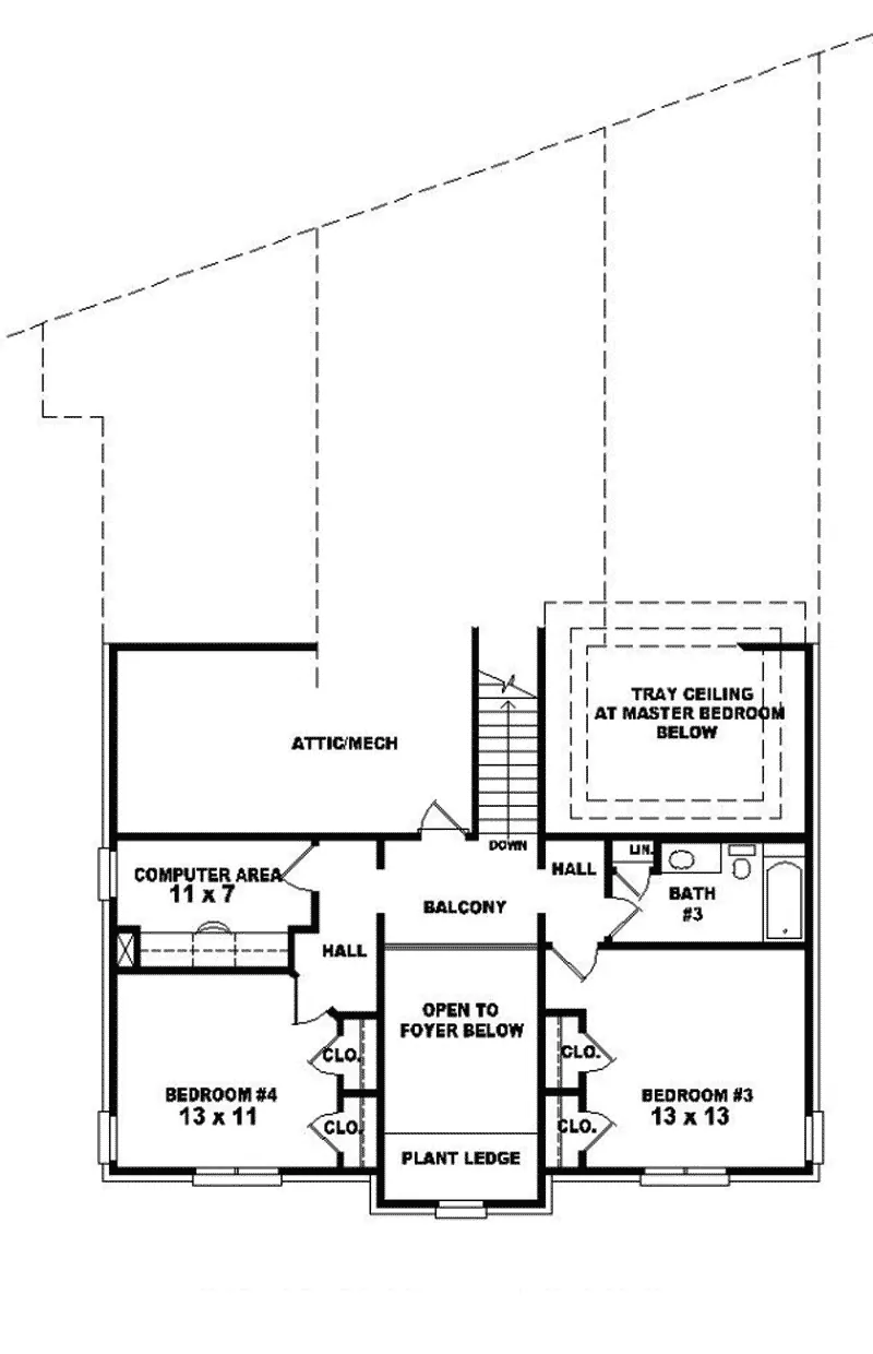 Southern House Plan Second Floor - Delmonico Narrow Lot Home 087D-0870 - Search House Plans and More