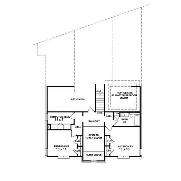 Traditional House Plan Second Floor - Delmonico Narrow Lot Home 087D-0870 - Search House Plans and More