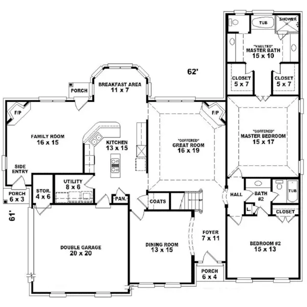 Southern House Plan First Floor - Minturn Traditional Home 087D-0871 - Shop House Plans and More