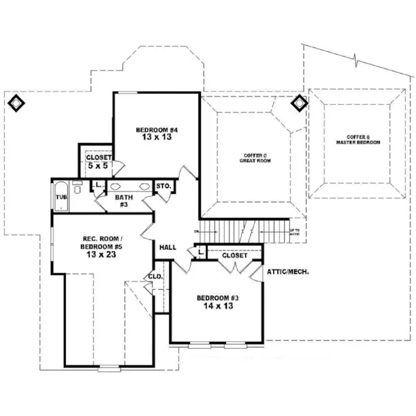 Southern House Plan Second Floor - Minturn Traditional Home 087D-0871 - Shop House Plans and More