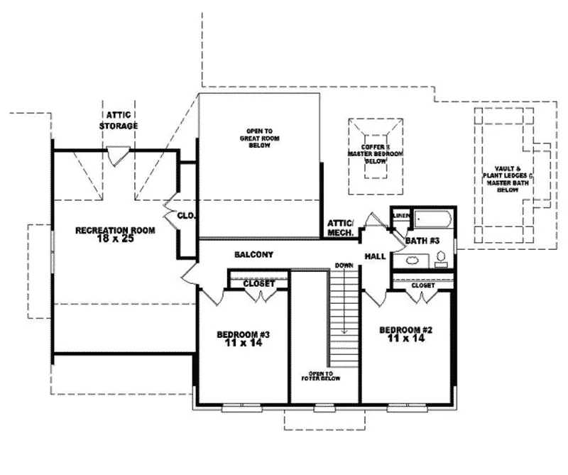 Georgian House Plan Second Floor - Niemann Greek Revival Home 087D-0873 - Shop House Plans and More
