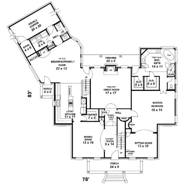 Country House Plan First Floor - Harlingen Hill Plantation Home 087D-0875 - Search House Plans and More