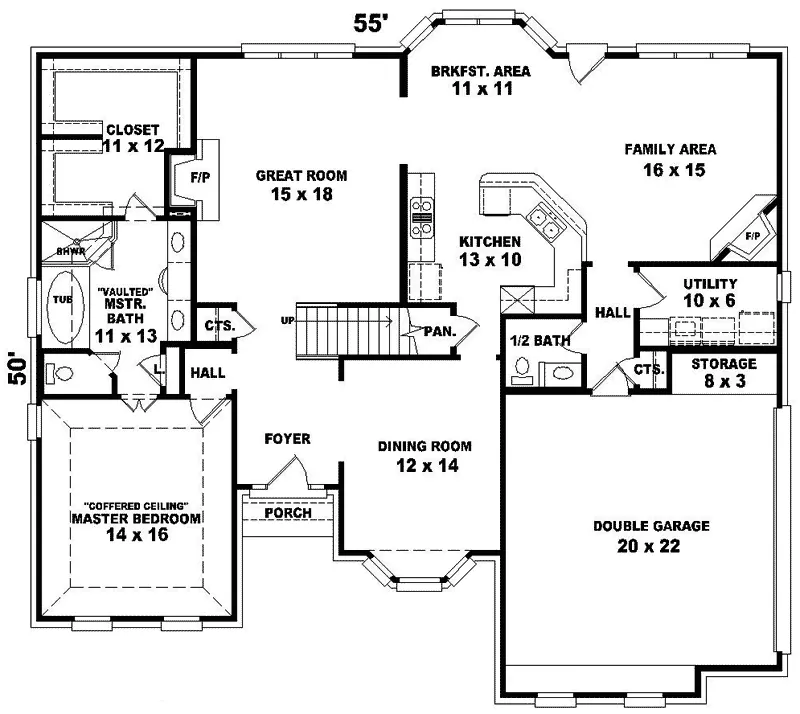 Colonial House Plan First Floor - Watsontown Traditional Home 087D-0880 - Shop House Plans and More
