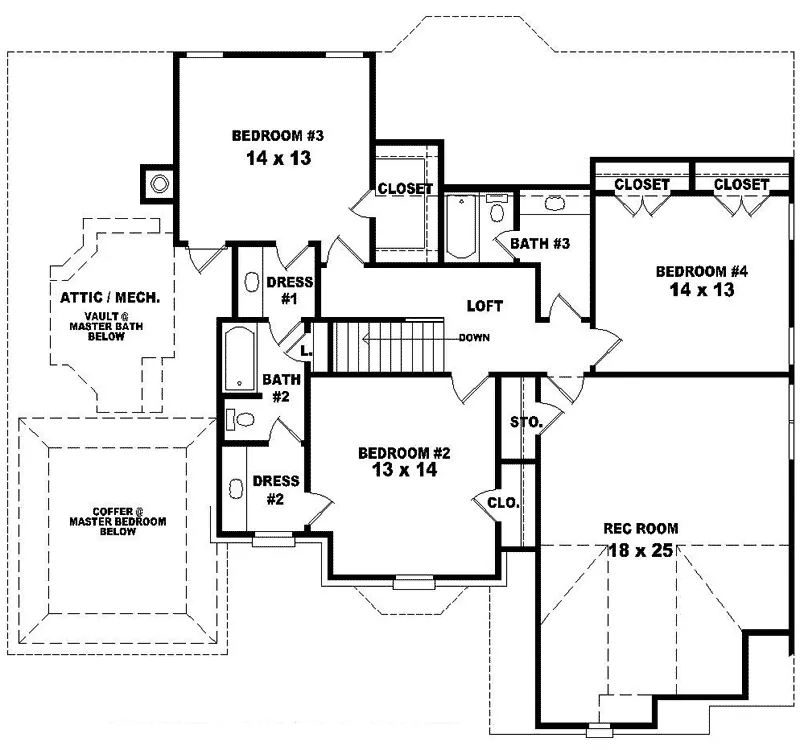 Colonial House Plan Second Floor - Watsontown Traditional Home 087D-0880 - Shop House Plans and More