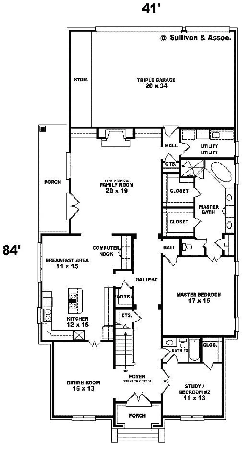 Sunbelt House Plan First Floor - Dogwood Canyon European Home 087D-0890 - Search House Plans and More