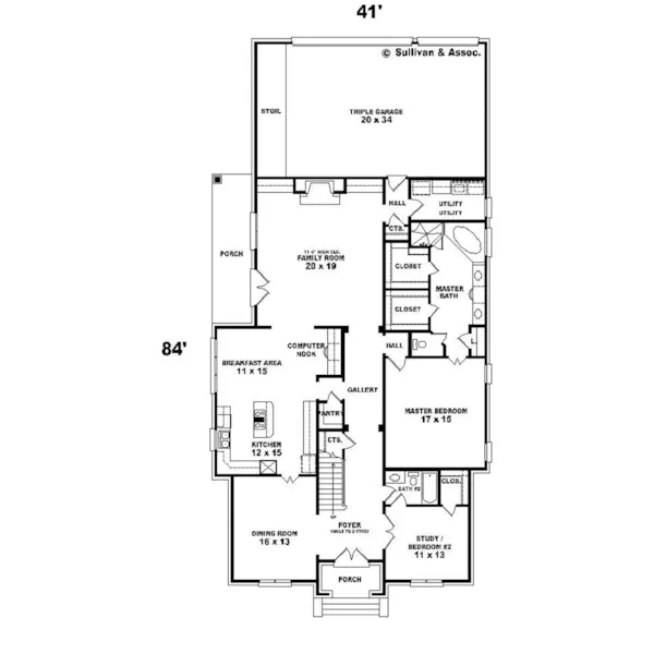 Arts & Crafts House Plan First Floor - Dogwood Canyon European Home 087D-0890 - Search House Plans and More