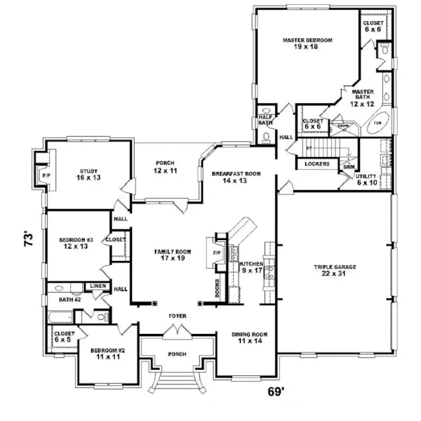 Country House Plan First Floor - Kennebeck European Home 087D-0892 - Search House Plans and More