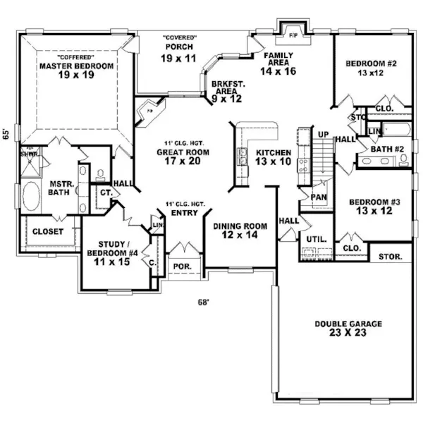 Colonial House Plan First Floor - Kaycreek Traditional Home 087D-0895 - Search House Plans and More