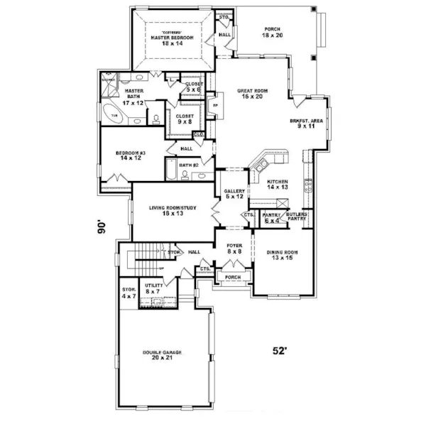 European House Plan First Floor - Dionna Elegant European Home 087D-0898 - Search House Plans and More