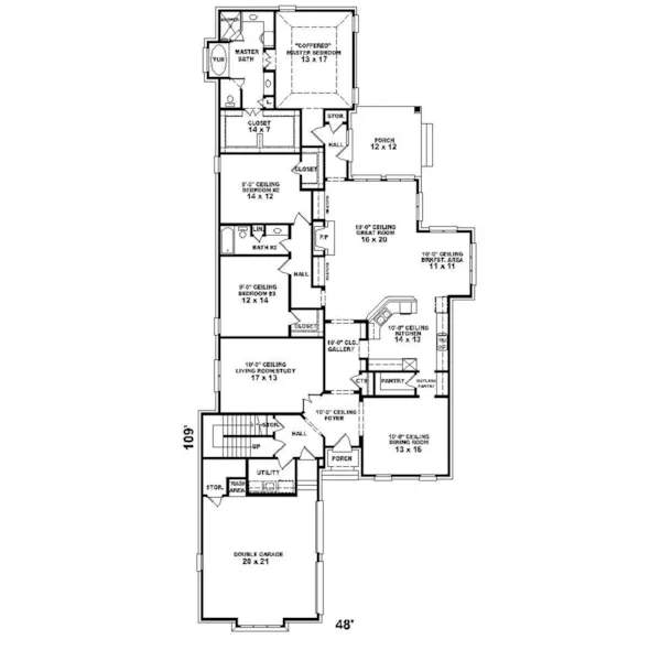 Luxury House Plan First Floor - Lakehollow Stucco Home 087D-0901 - Shop House Plans and More