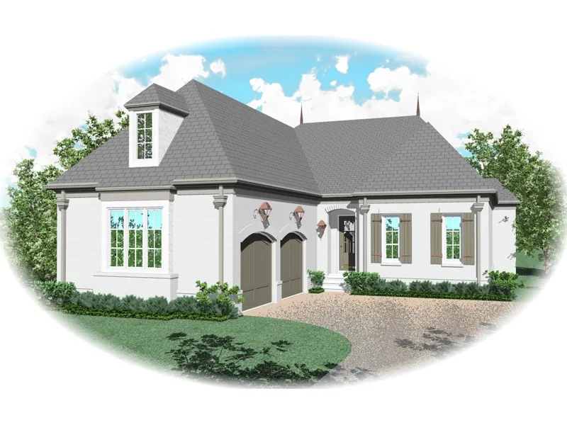 English Cottage House Plan Front of Home - Lakehollow Stucco Home 087D-0901 - Shop House Plans and More