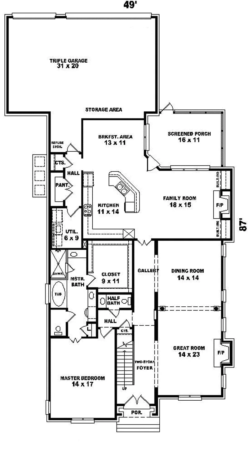 Traditional House Plan First Floor - Irena Georgian Style Home 087D-0911 - Search House Plans and More