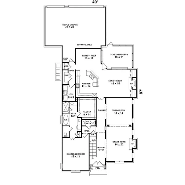 Country House Plan First Floor - Irena Georgian Style Home 087D-0911 - Search House Plans and More