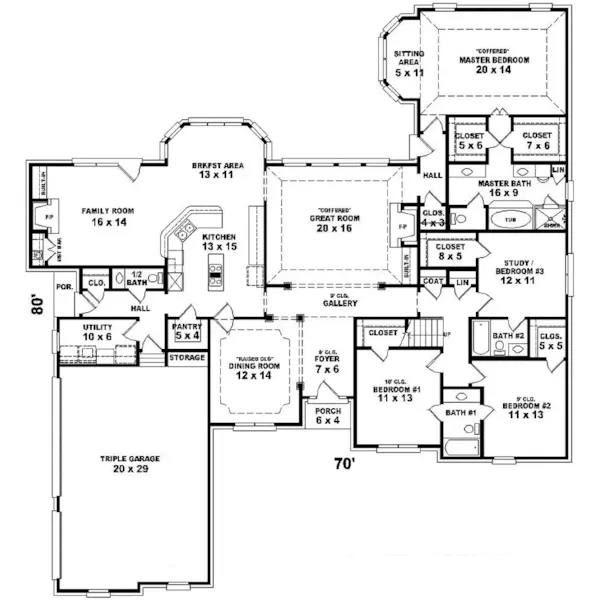 Southern House Plan First Floor - Forder Crossing European Home 087D-0915 - Search House Plans and More