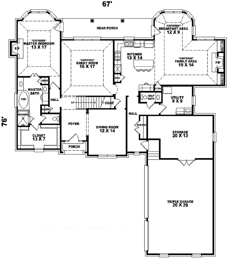 Traditional House Plan First Floor - Dedrick Traditional Home 087D-0918 - Search House Plans and More