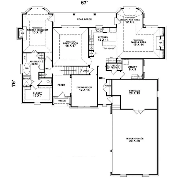 Country House Plan First Floor - Dedrick Traditional Home 087D-0918 - Search House Plans and More