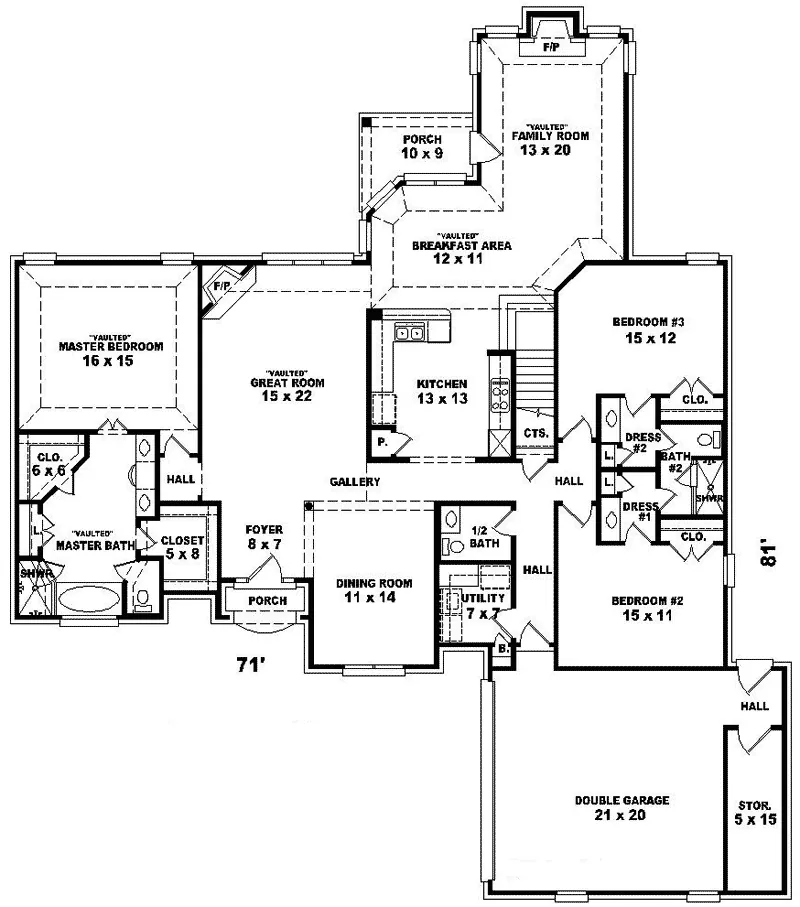 Colonial House Plan First Floor - Somerset Place Ranch Home 087D-0920 - Shop House Plans and More