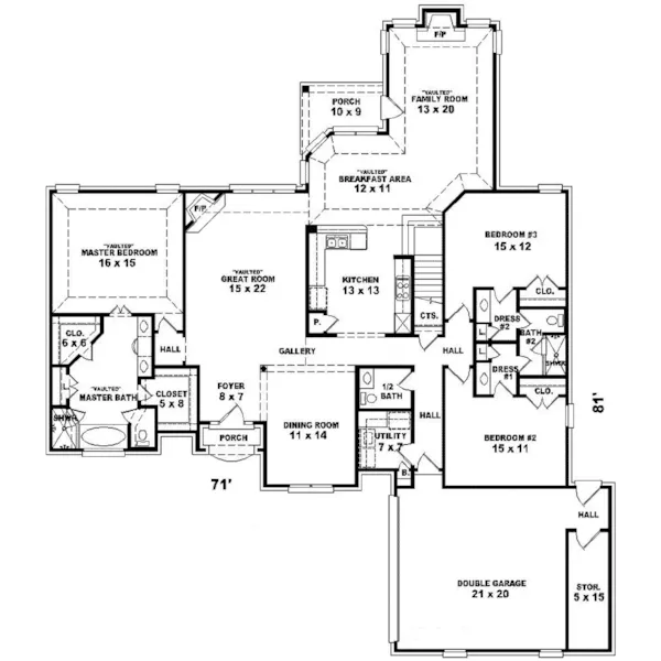 European House Plan First Floor - Somerset Place Ranch Home 087D-0920 - Shop House Plans and More