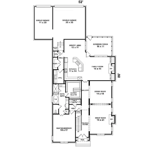 Country House Plan First Floor - Lyon Hill Georgian Home 087D-0923 - Shop House Plans and More