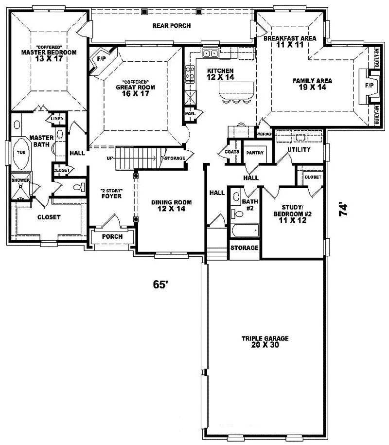 Southern House Plan First Floor - Houghton Lake Traditional Home 087D-0940 - Search House Plans and More