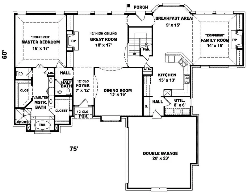 Southern House Plan First Floor - Taranto Arts And Crafts Home 087D-0953 - Shop House Plans and More